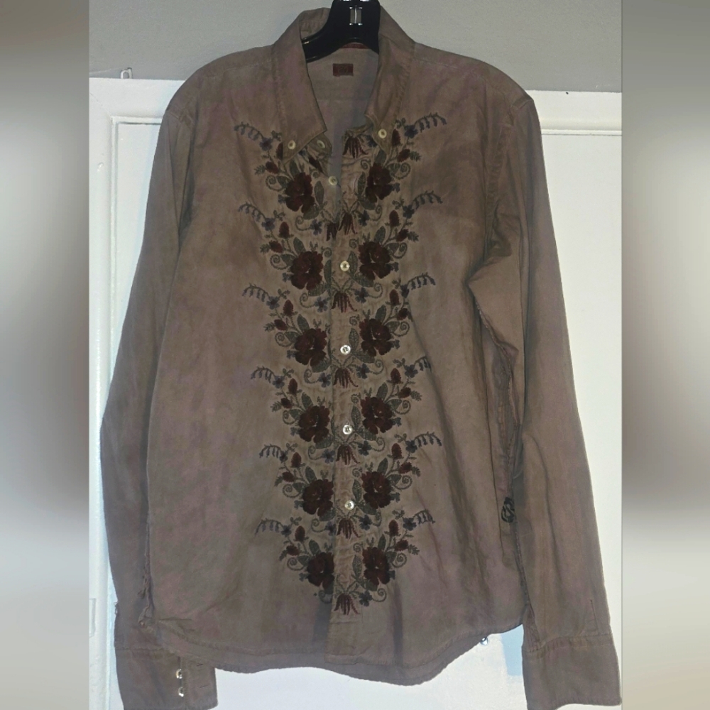 Embroidered Distressed Prada Shirt